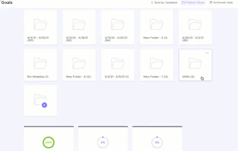 Track goals for sales content production with ClickUp Goals