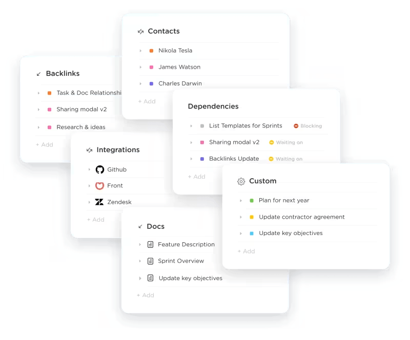 Use ClickUp Task Dependencies for task estimation