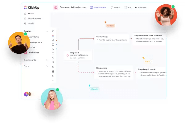 Utilice ClickUp Pizarras para colaborar en tiempo real