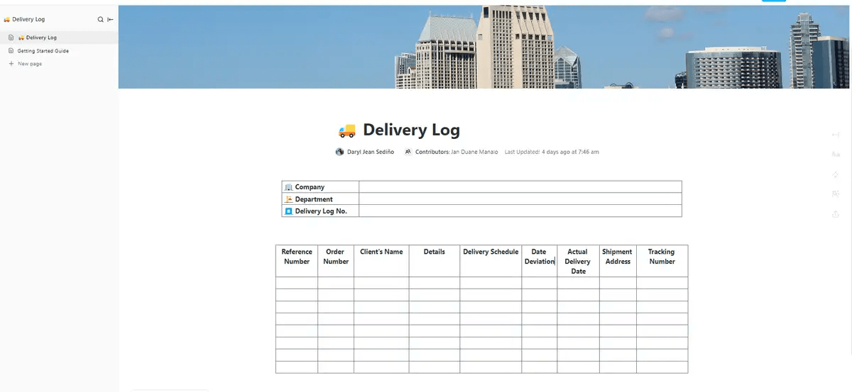 ClickUp Delivery Log and Order Tracking Template