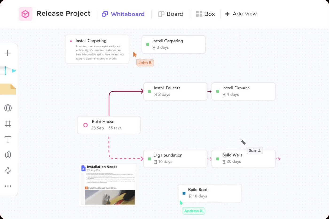 Utiliza las pizarras de ClickUp para crear vídeos personalizados