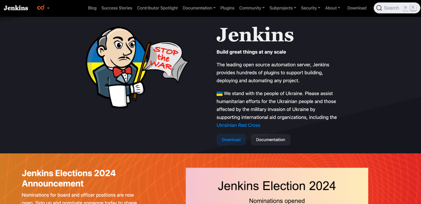 Jenkins open source project for software development