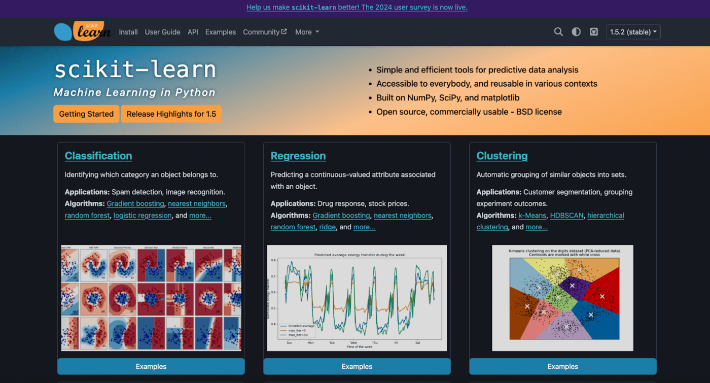 Scikit-learn open source software for learning Python