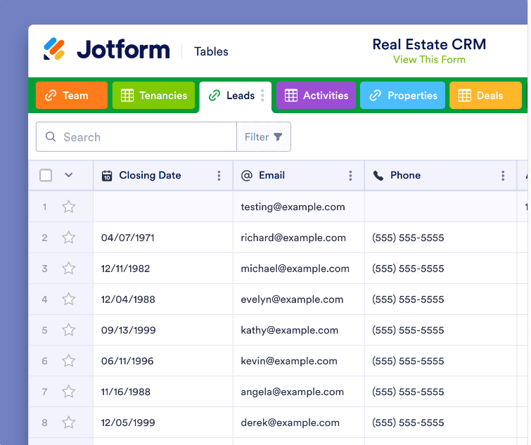  Real Estate CRM by Jotform