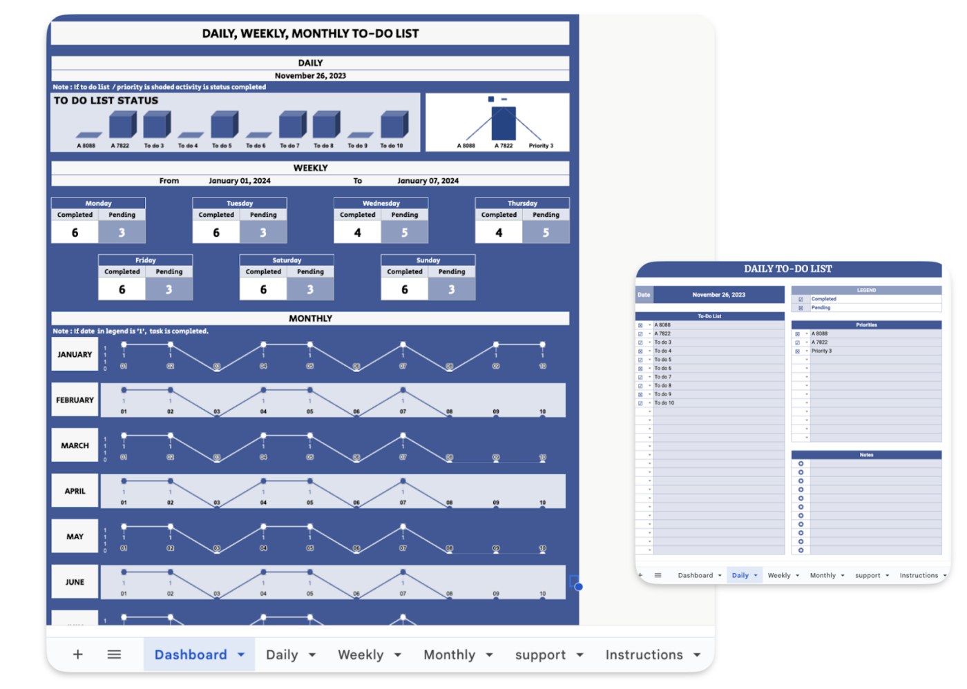 TEMPLATE.NET의 일일, 주간 및 월간 할 일 목록 템플릿 Google 스프레드시트 할 일 목록 템플릿