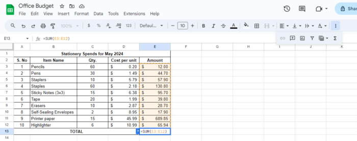 How to Sum a Column in Google Sheets | ClickUp