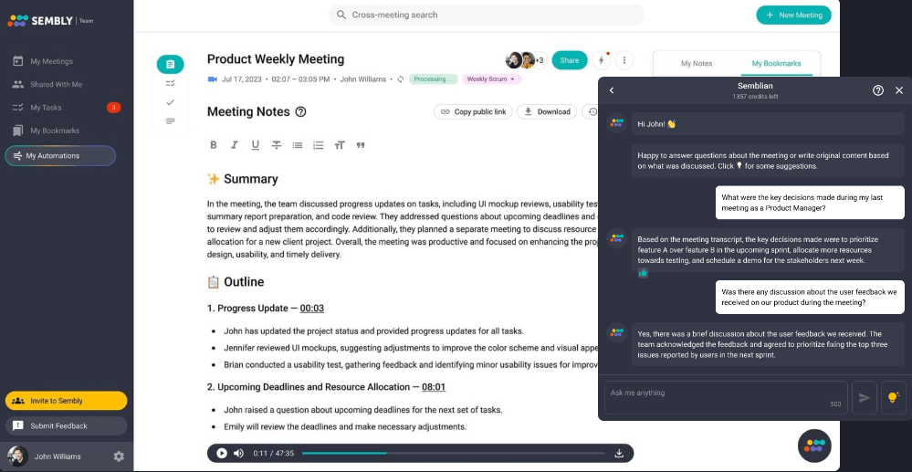 Sembly AI  AI Meeting Summarizer