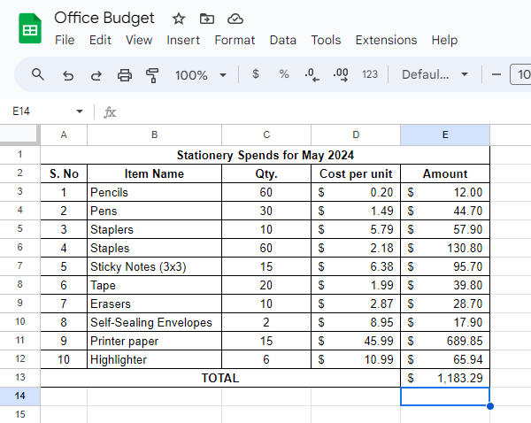 Summing a column using the toolbar How to Sum a Column in Google Sheets Screenshot 4