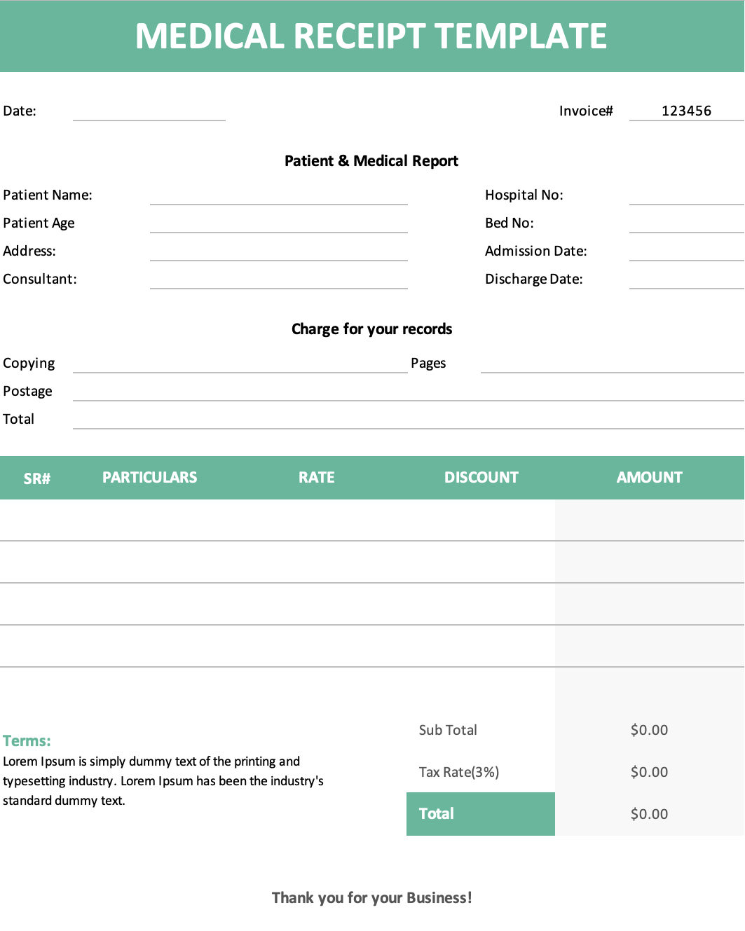 Medical Receipt Template by Template.net 