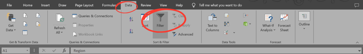 Locate ‘Filter’ in Sort & Filter : How to Sum a Column in Excel