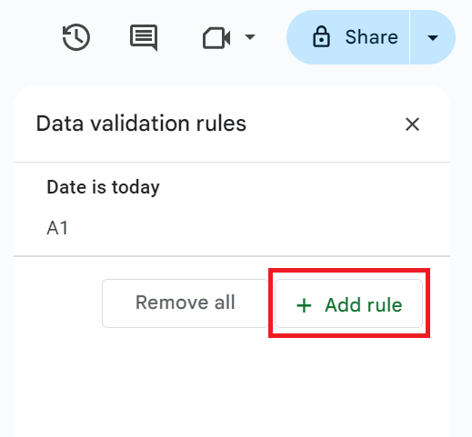 How to Insert a Calendar in Google Sheets: Add a data validation rule in Google Sheets