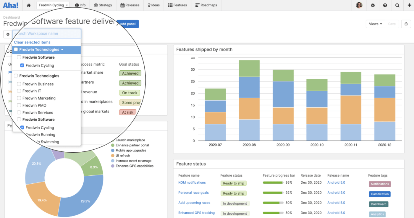 Product management tools: Aha! is a web-based tool designed to aid teams in comprehending the rationale behind every product decision. product management tools