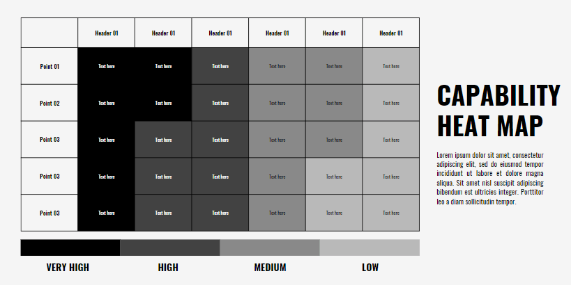 Improve enterprise risk management by implementing risk control and rrisk mitigation strategies using this Capbility Heat Map