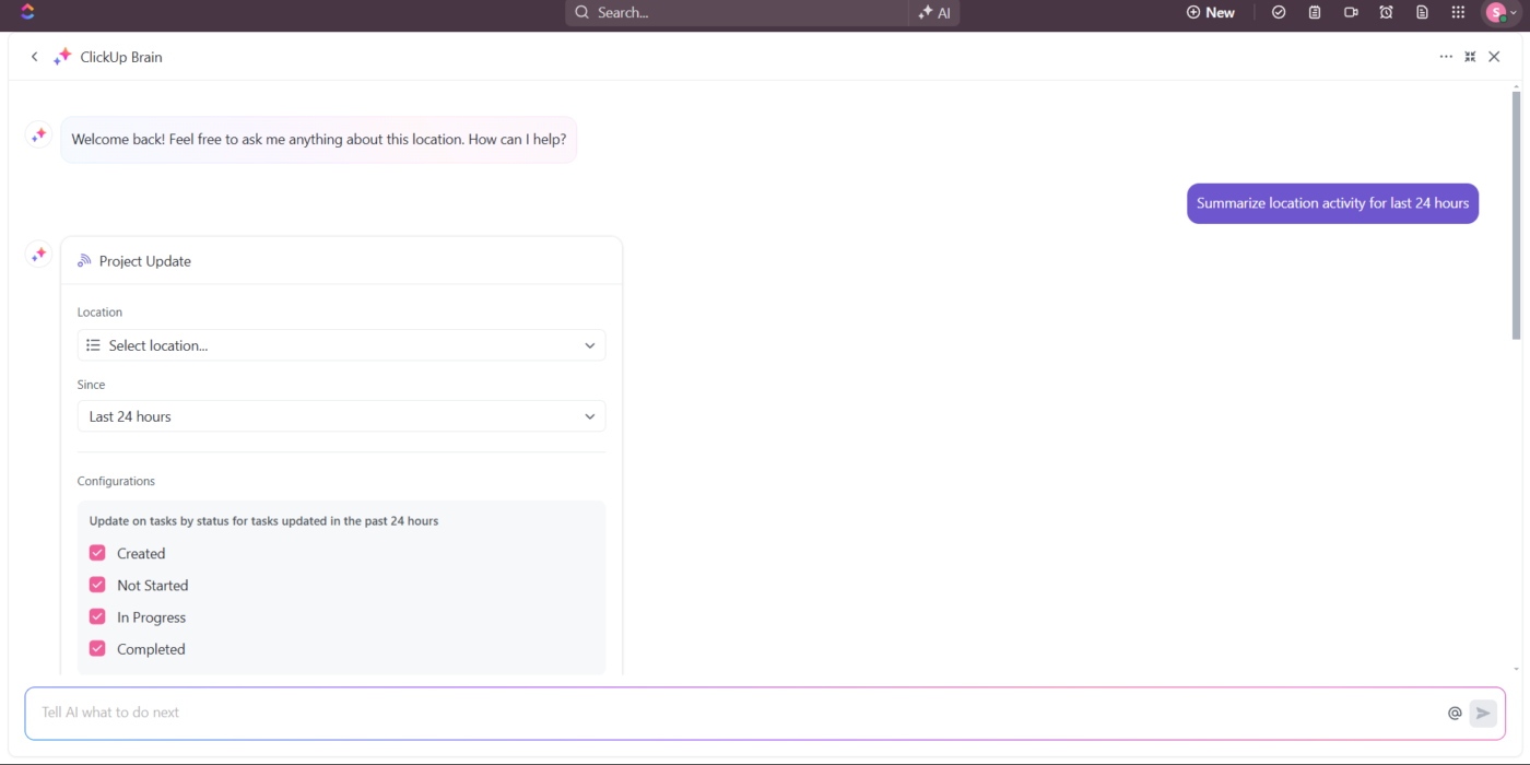 Try ClickUp Brain to quickly resolve queries related to appraisal cycles : performance appraisal methods