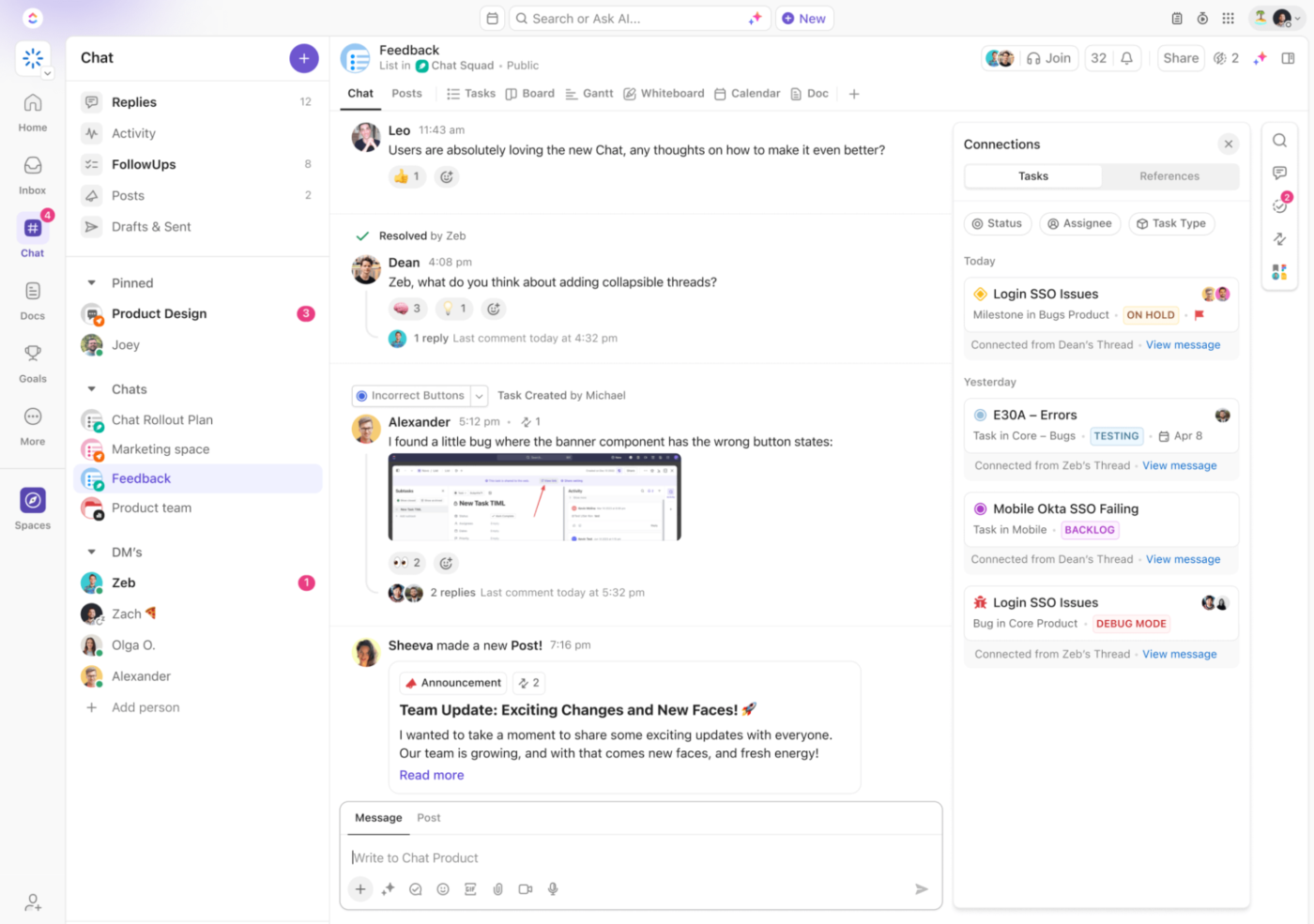 Clarify your availability with your team on ClickUp Chat : how to keep slack always active on desktop