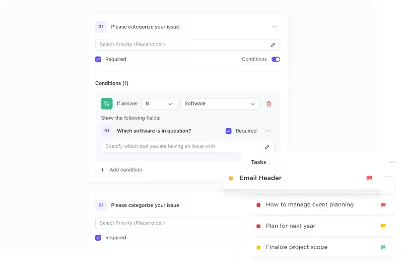 Make feedback forms to monitor your MIM system regularly with ClickUp Forms