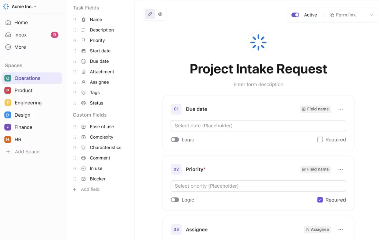 Use ClickUp Forms to gather information from managers and collaborative team members about your employees : performance appraisal methods