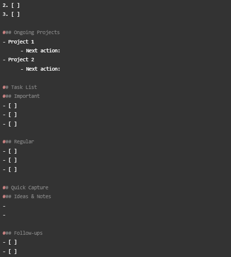 Concise Productivity Template 