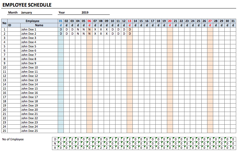 Employee Schedule Tracker : hr excel templates