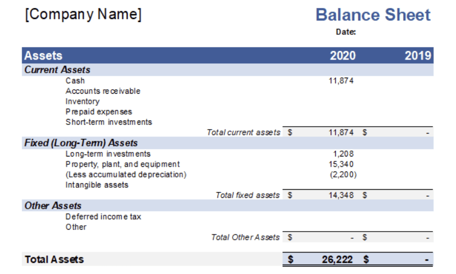 Excel Balance Sheet Template by Vertex42