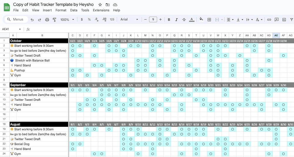 Google Sheets Habit Tracker Template: habit tracker template google sheets
