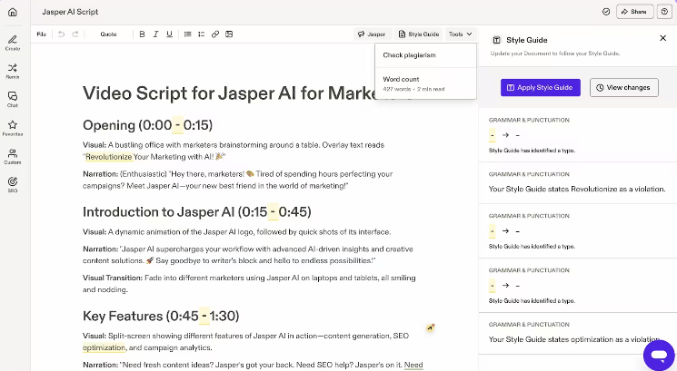 Jasper.ai Dashboard: AI Blog Writer