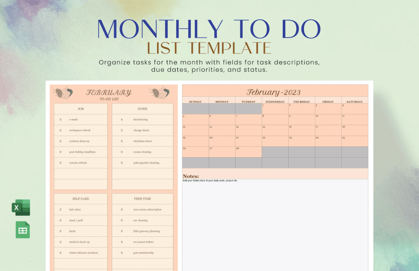 Monthly To Do List Template by Templatenet