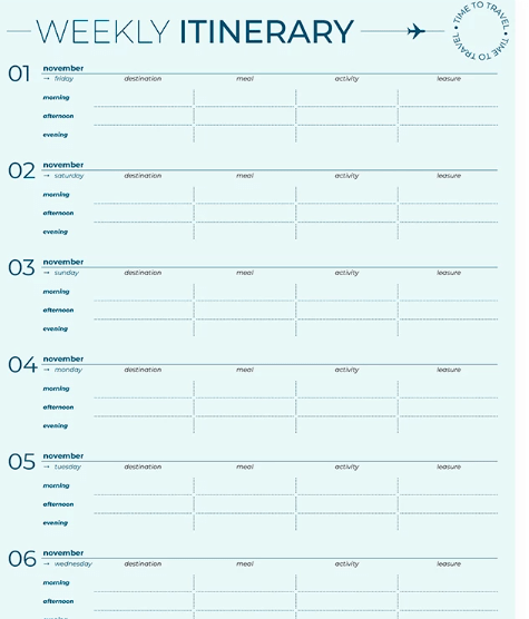 Professional Travel Itinerary Template by GooDocs