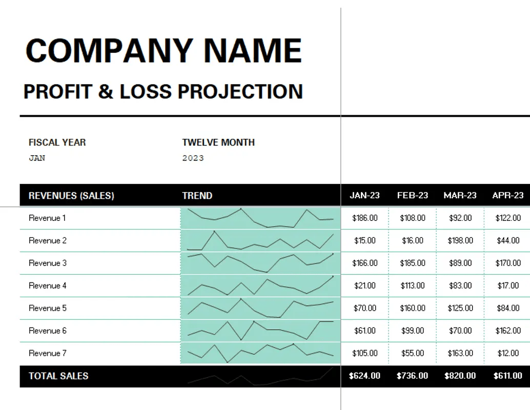 profit and loss statement template excel by Microsoft