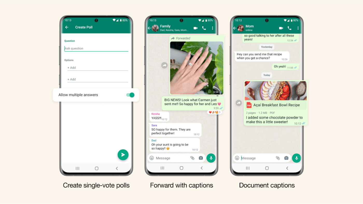 Reacting to RSVPs using polls: WhatsApp Business vs. Personal