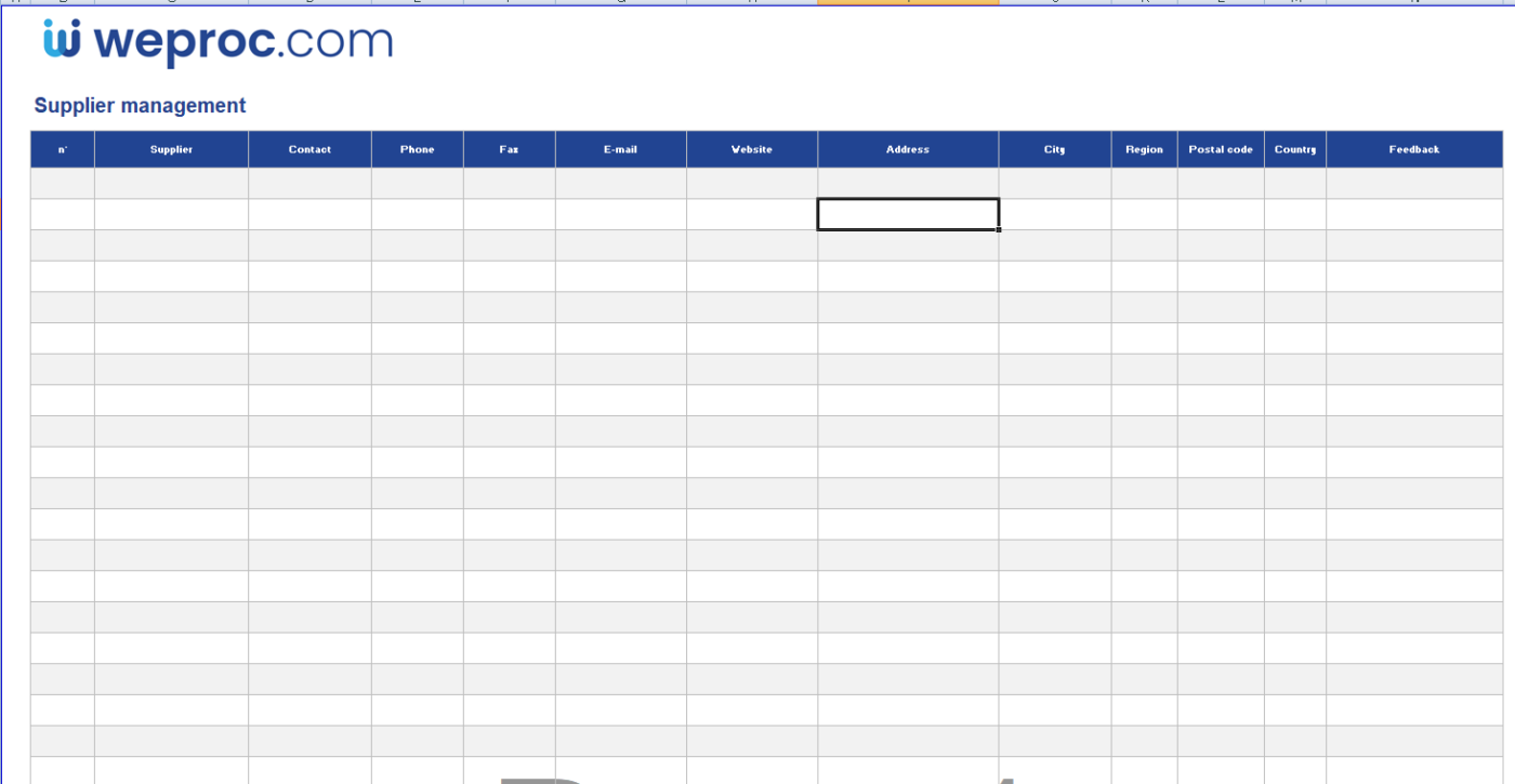 Supplier Database vendor list template by Weproc