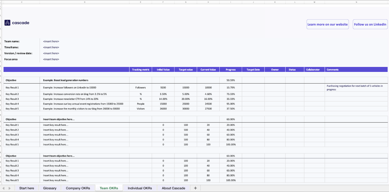 Free OKR Templates for Excel to Track Your Goals | ClickUp