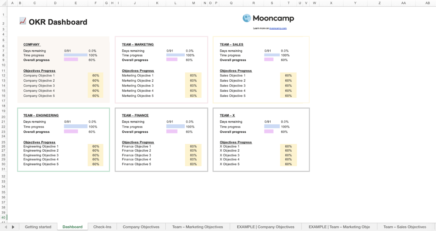 문캠프의 엑셀 OKR 추적 템플릿