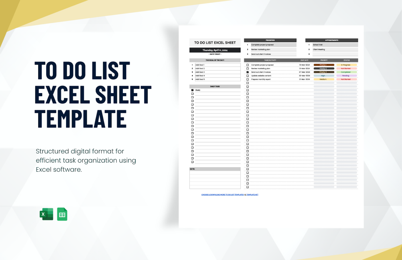 To-Do List Excel Sheet Template by Templatenet