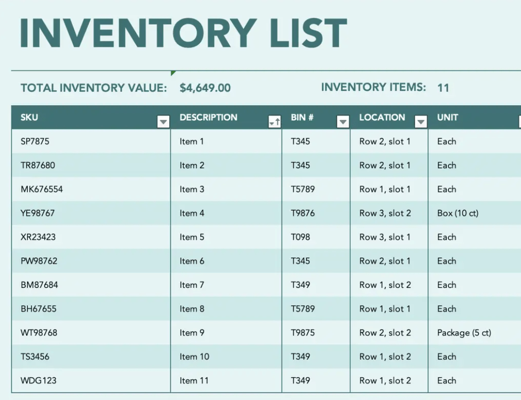 Warehouse Inventory Template by Microsoft: excel inventory template