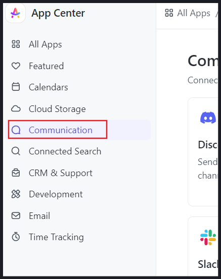 How to Add a Calendar to Discord: check the ‘App Center’ sidebar and select ‘Communication’