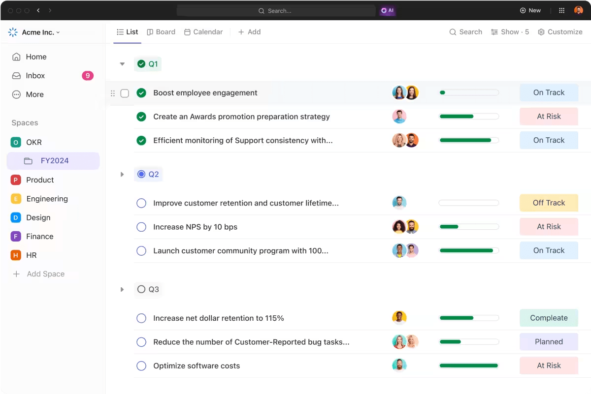 ClickUp user interface: Works well with the two AI models - both Claude vs. ChatGPT for coding