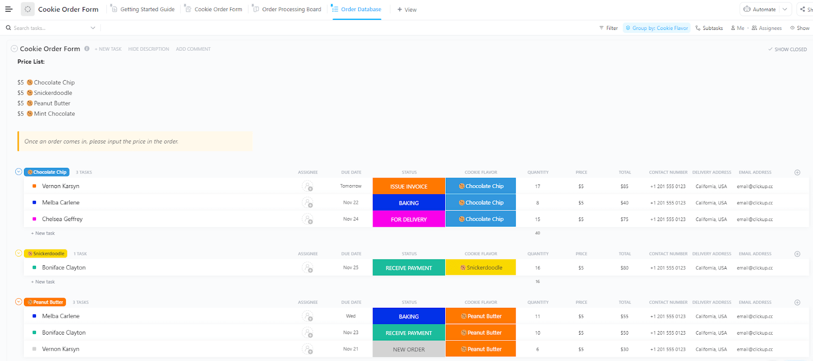 ClickUp Cookie Order Form Template