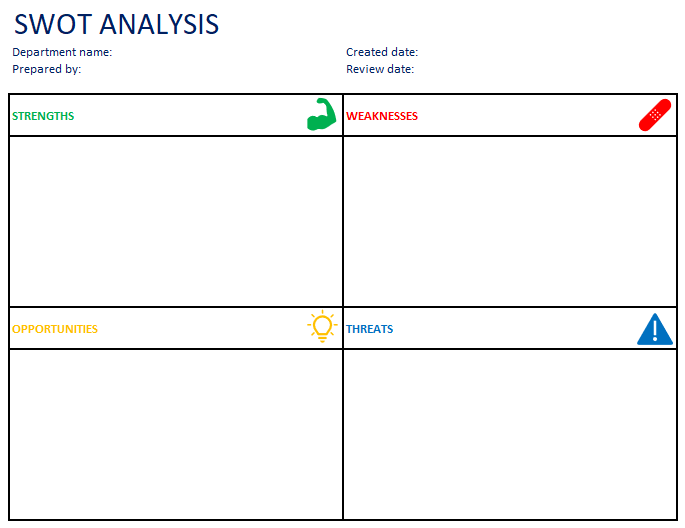 SWOT Analysis Template Excel by Stakeholdermap.com