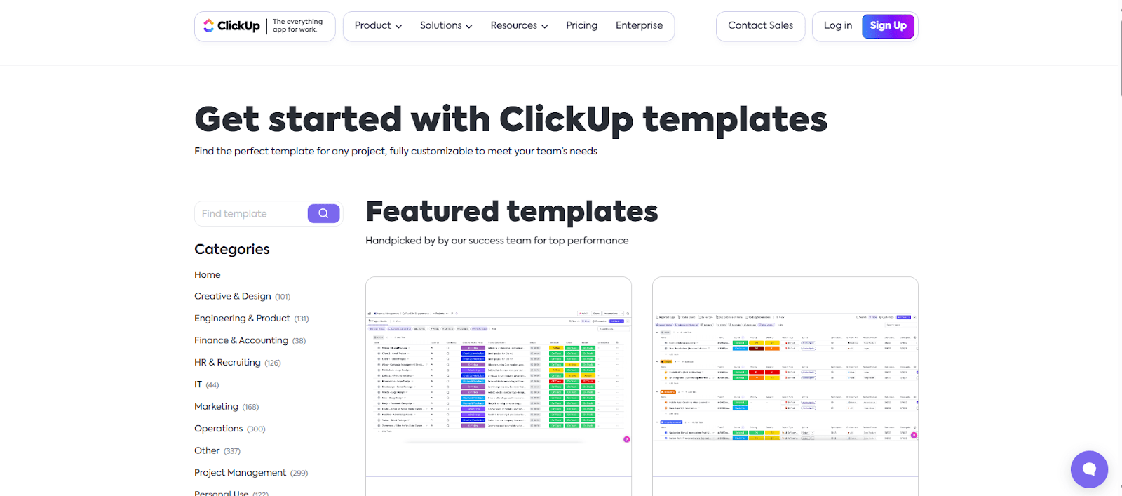 Select from 1000+ pre-built documents for personal and professional use from the ClickUp Template Center