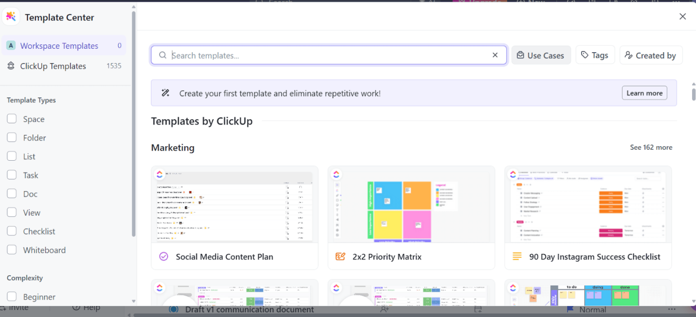 Process with ClickUp Templates