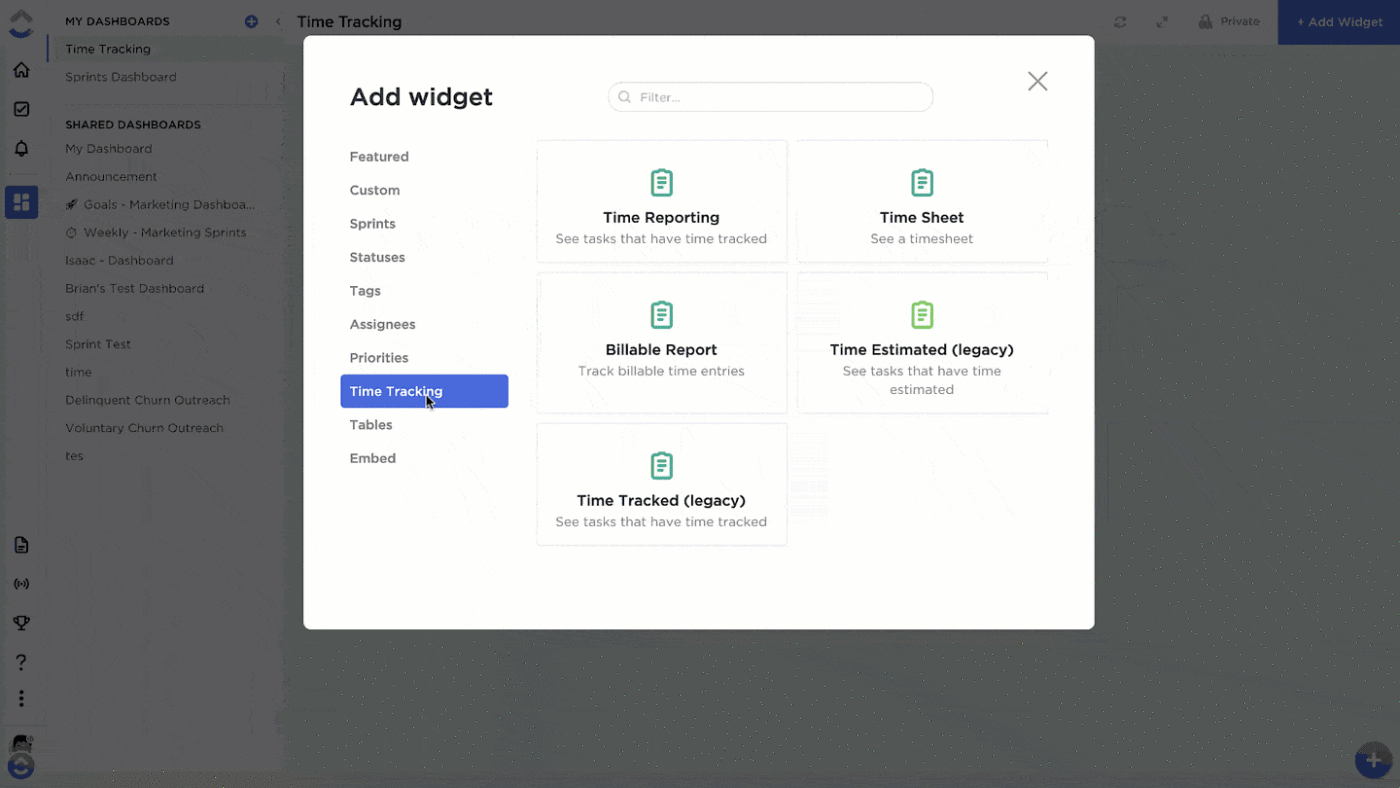 ClickUp Time tracking reports