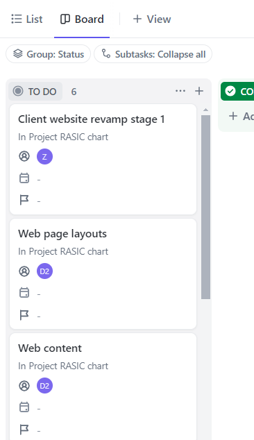 ClickUp Gantt Charts: rasic chart
