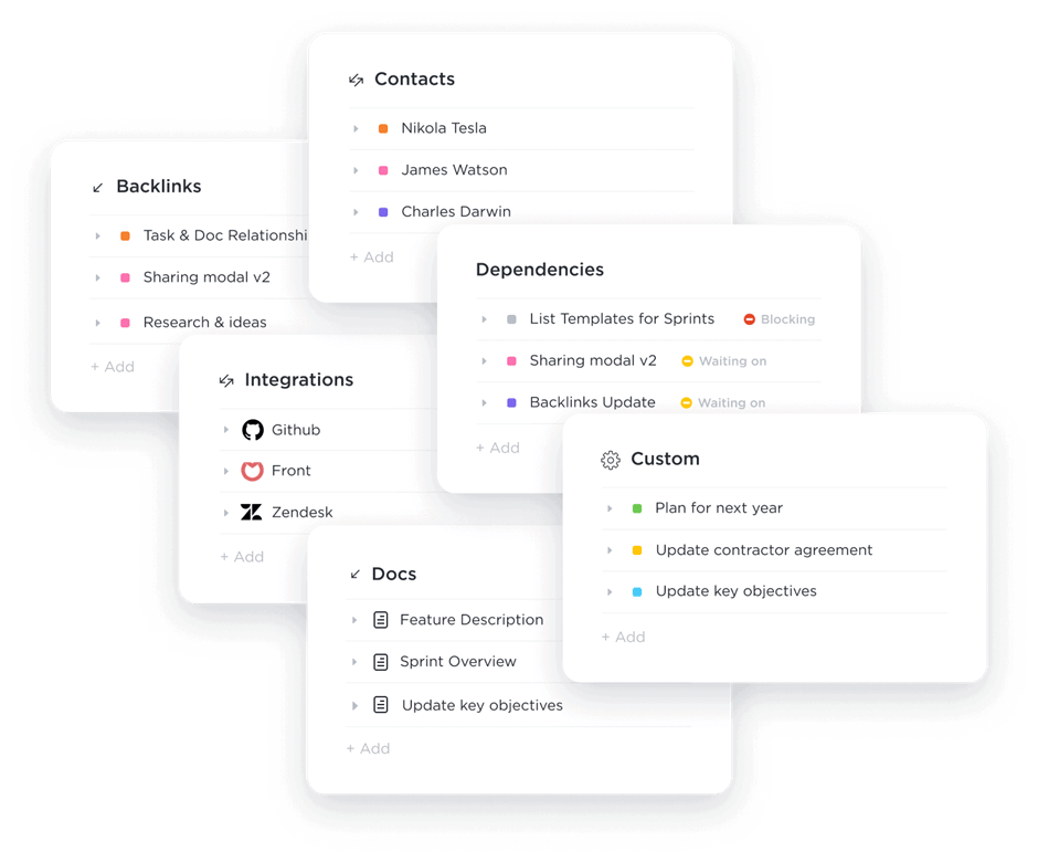 ClickUp’s Relationships: zettelkasten method
