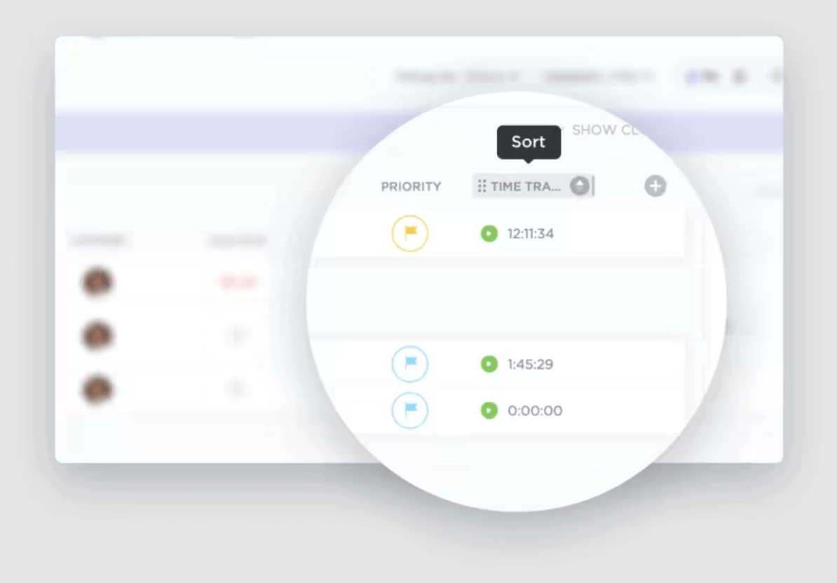 ClickUp's Sorting feature: how to track time spent on tasks and projects
