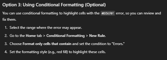 Conditional Formatting