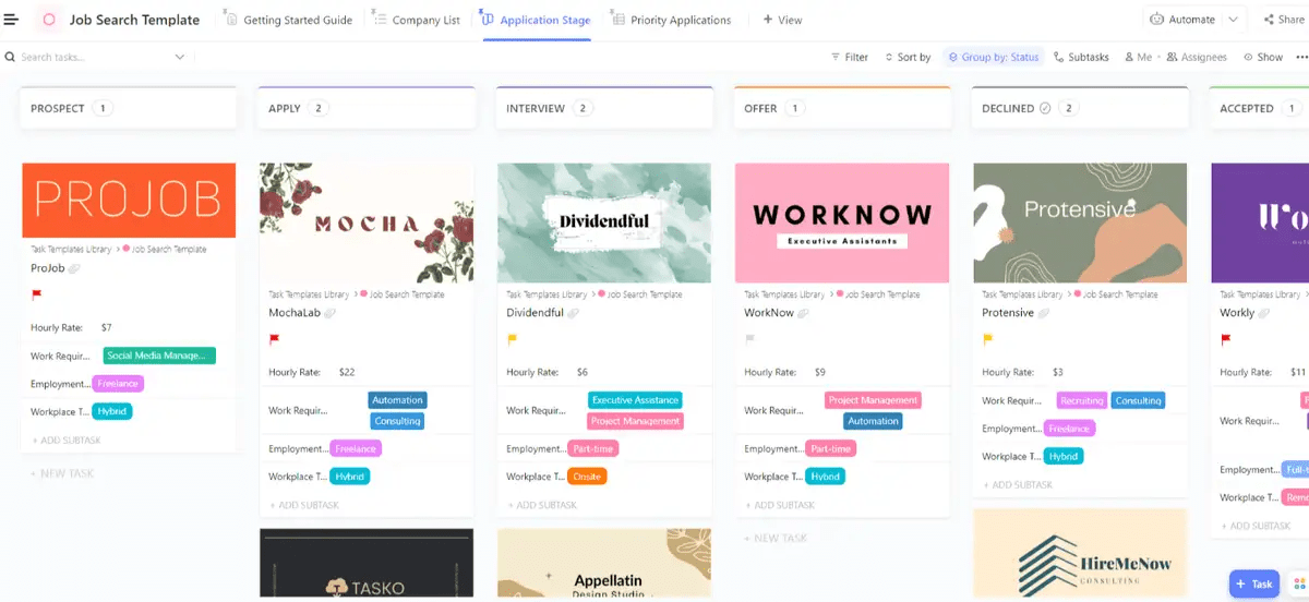 ClickUp’s Job Search Template