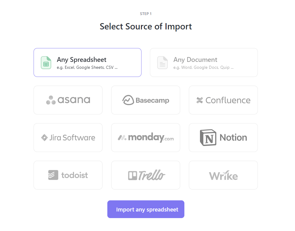 Import data into ClickUp