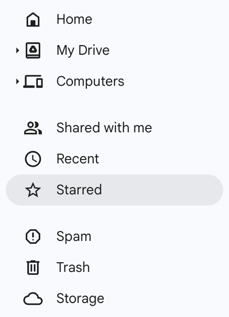 Starred Feature: how to organize google drive
