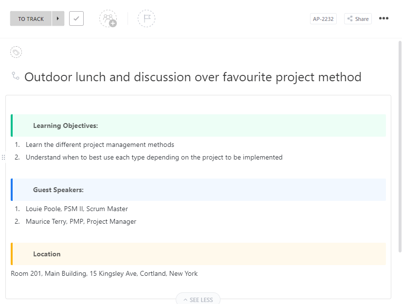 ClickUp Lunch and Learn Schedule Template